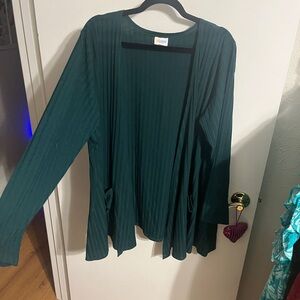 2X LuLaRoe Dark Green Ribbed Open Cardigan